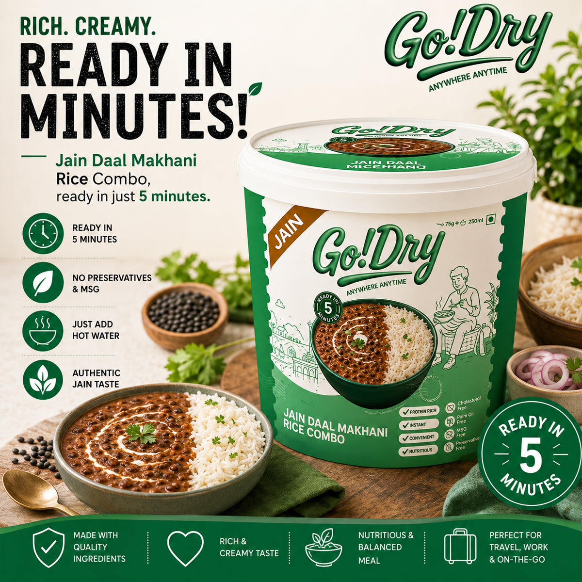 Jain Daal Makhani + Rice Combo