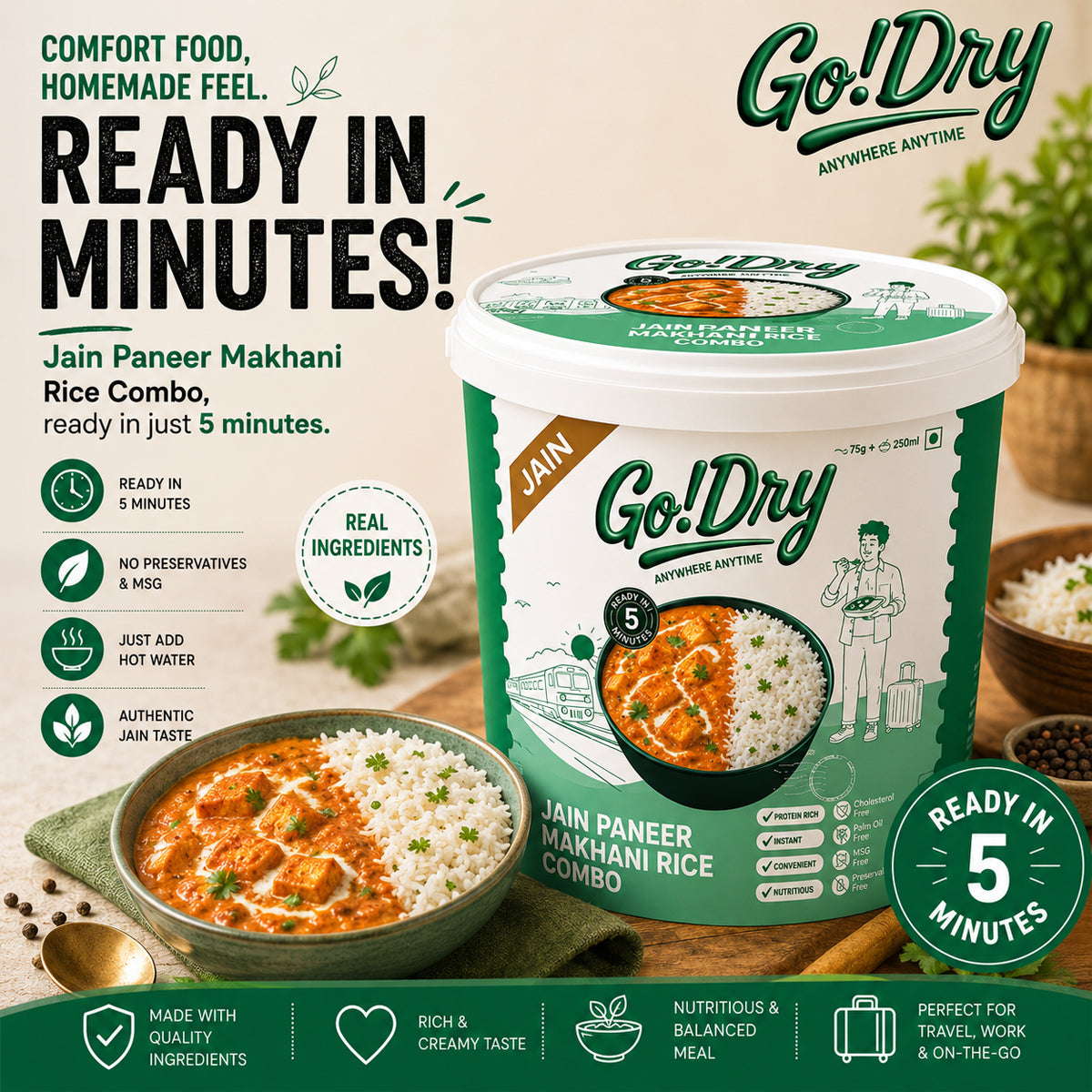 Jain Paneer Makhani + Rice Combo